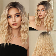 Load image into Gallery viewer, Female Wig S Split Seam Dyed Water Ripple Brown Black Gradient Gold Headband Wavy Curly Medium Long Hair Wig
