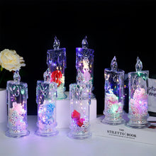 Load image into Gallery viewer, Flameless LED Electronic Candle Light Clear Rose Night Light Valentines Day Gift Romantic Atmosphere Light Bedroom Home Decor
