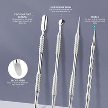 Load image into Gallery viewer, Double-ended Stainless Steel Manicure Steel Push Exfoliating Skin Polishing Nails Spot Drill Multifunctional Nail Art Accessory
