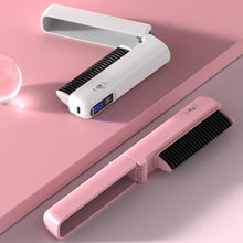 Load image into Gallery viewer, Foldable Portable Straight Hair Comb Rechargeable Wireless Negative Ion Straight Roll Dual Purpose Curling Iron Hairstyling Tool
