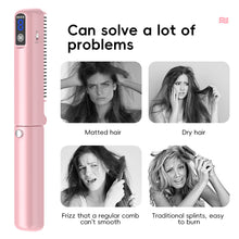 Load image into Gallery viewer, Foldable Portable Straight Hair Comb Rechargeable Wireless Negative Ion Straight Roll Dual Purpose Curling Iron Hairstyling Tool
