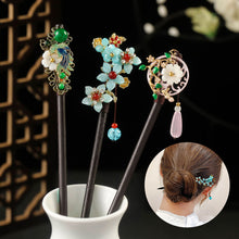 Load image into Gallery viewer, Tassel Hairpin Multiple Flower Shapes Wooden Updo Hair Clasp Retro Minimalist Temperamental Headwear Hair Accessory for Women
