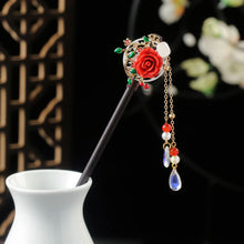 Load image into Gallery viewer, Tassel Hairpin Multiple Flower Shapes Wooden Updo Hair Clasp Retro Minimalist Temperamental Headwear Hair Accessory for Women
