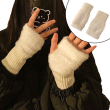 Load image into Gallery viewer, Thickened Fleece-lined Gloves Autumn Winter Warm Winterproof Half-finger Gloves Comfortable Soft Fabric Gloves for Adults
