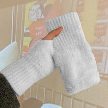 Load image into Gallery viewer, Thickened Fleece-lined Gloves Autumn Winter Warm Winterproof Half-finger Gloves Comfortable Soft Fabric Gloves for Adults
