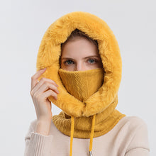 Load image into Gallery viewer, Winter Soft Comfortable Knitted Hat Warm Neckerchief Face Mask Cold-proof Hood Fleece-lined Thickened Solid Color Outdoor Hat

