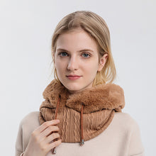 Load image into Gallery viewer, Winter Soft Comfortable Knitted Hat Warm Neckerchief Face Mask Cold-proof Hood Fleece-lined Thickened Solid Color Outdoor Hat
