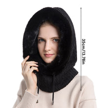 Load image into Gallery viewer, Winter Soft Comfortable Knitted Hat Warm Neckerchief Face Mask Cold-proof Hood Fleece-lined Thickened Solid Color Outdoor Hat
