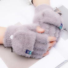 Load image into Gallery viewer, Plush Flip Five Finger Gloves Thick Cold-proof Warm Half-finger Gloves Comfortable Soft Fabric Gloves for Outdoor Activities
