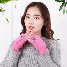 Load image into Gallery viewer, Plush Flip Five Finger Gloves Thick Cold-proof Warm Half-finger Gloves Comfortable Soft Fabric Gloves for Outdoor Activities
