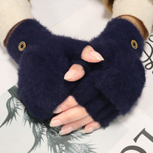 Load image into Gallery viewer, Plush Flip Five Finger Gloves Thick Cold-proof Warm Half-finger Gloves Comfortable Soft Fabric Gloves for Outdoor Activities
