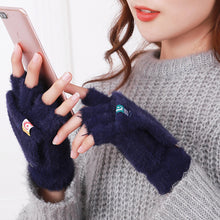 Load image into Gallery viewer, Plush Flip Five Finger Gloves Thick Cold-proof Warm Half-finger Gloves Comfortable Soft Fabric Gloves for Outdoor Activities
