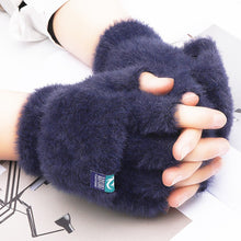 Load image into Gallery viewer, Plush Flip Five Finger Gloves Thick Cold-proof Warm Half-finger Gloves Comfortable Soft Fabric Gloves for Outdoor Activities
