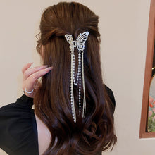 Load image into Gallery viewer, Rhinestone Butterfly Pearl Fringe Hairpin Fashionable Temperamental Alloy Hair Claw Clip Headwear Hair Accessory for Women
