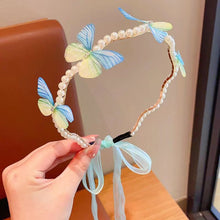 Load image into Gallery viewer, Imitation Pearl Butterfly Ribbon Headband Versatile Temperamental Hair Hoop Headwear Hair Styling Accessories for Children
