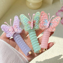 Load image into Gallery viewer, Embroidered Butterfly Telephone Wire Hair Band Simple Sweet Braided Hair Tie Highly Elastic Creative Ponytail Headwear
