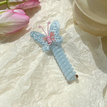 Load image into Gallery viewer, Embroidered Butterfly Telephone Wire Hair Band Simple Sweet Braided Hair Tie Highly Elastic Creative Ponytail Headwear
