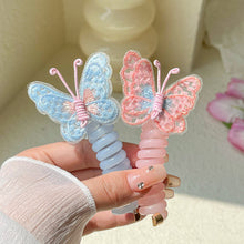 Load image into Gallery viewer, Embroidered Butterfly Telephone Wire Hair Band Simple Sweet Braided Hair Tie Highly Elastic Creative Ponytail Headwear
