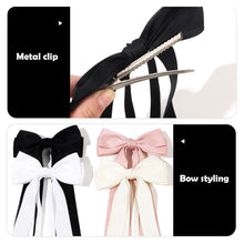 Load image into Gallery viewer, Multicoloured Double Ribbon Bowknot Hair Clip Simple Temperamental Ponytail Hairpin Headwear Hair Accessories for Women
