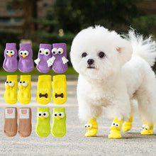 Load image into Gallery viewer, 4Pcs Anti-slip Protect Paws Puppy Dog Shoes Soft Pet Knits Socks Cute Cartoon Skid Socks For Small Dogs Breathable S/M/L
