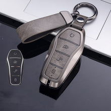 Load image into Gallery viewer, Leather Car Key Case Cover Remote Fob Holder Metal Keychain for BYD Song Plus Atto 3 Han EV Tang DM Qin Seal Dolphin Accessories

