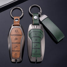 Load image into Gallery viewer, Leather Car Key Case Cover Remote Fob Holder Metal Keychain for BYD Song Plus Atto 3 Han EV Tang DM Qin Seal Dolphin Accessories
