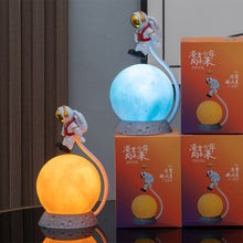 Load image into Gallery viewer, Suspended Astronaut Ornament Lunar Lamp Cute Little Night Light Decoration Housewarming Gift Suitable Children
