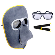Load image into Gallery viewer, Cowhide Eyeglasses Labor Protection Welding Eyeglasses Ghost Face Protection Mask Head Wear Cowhide Welding Masks
