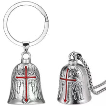 Load image into Gallery viewer, Fashion Cross Guardian Angel Wings Bell Motorcycle Bell Keychain Men's Biker Rider Exorcist Amulet Lucky Jewelry Accessory Gift
