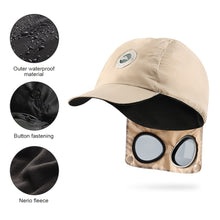 Load image into Gallery viewer, Outdoor Sports Cycling Light Warm Down Motorcycle Cap Windproof Warm Peaked Cap With Reversible Sunglasses
