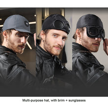Load image into Gallery viewer, Outdoor Sports Cycling Light Warm Down Motorcycle Cap Windproof Warm Peaked Cap With Reversible Sunglasses
