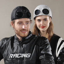 Load image into Gallery viewer, Outdoor Sports Cycling Light Warm Down Motorcycle Cap Windproof Warm Peaked Cap With Reversible Sunglasses
