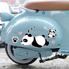 Load image into Gallery viewer, Creative Motorcycle Electric Bike Helmet Decal Waterproof Lovely Pandas Night Sign Sticker Exterior Accessories
