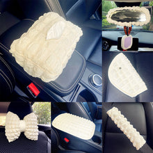 Load image into Gallery viewer, Car Plush Lumbar Headrest Belt Cover Rear Mirror Protector Cover Winter Warm Cushion Head Neck Pillow Tissue Box Girls Decoration Accessories
