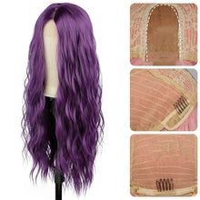 Load image into Gallery viewer, Long Body Wave Black Pink Cosplay Wigs Heat Resistant Synthetic Wigs Middle Part Natural Lolita Wigs For Women
