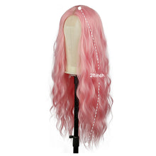 Load image into Gallery viewer, Long Body Wave Black Pink Cosplay Wigs Heat Resistant Synthetic Wigs Middle Part Natural Lolita Wigs For Women
