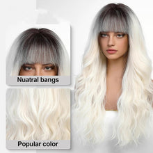 Load image into Gallery viewer, Wave Ombre Black White Cosplay Wigs Heat Resistant Synthetic Wigs Middle Part Natural Lolita Wigs for Women
