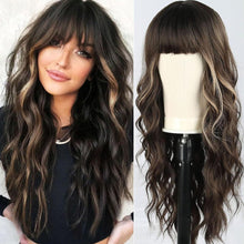 Load image into Gallery viewer, Wave Ombre Black White Cosplay Wigs Heat Resistant Synthetic Wigs Middle Part Natural Lolita Wigs for Women
