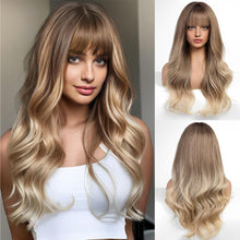 Load image into Gallery viewer, Wave Ombre Black White Cosplay Wigs Heat Resistant Synthetic Wigs Middle Part Natural Lolita Wigs for Women
