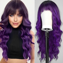 Load image into Gallery viewer, Wave Ombre Black White Cosplay Wigs Heat Resistant Synthetic Wigs Middle Part Natural Lolita Wigs for Women
