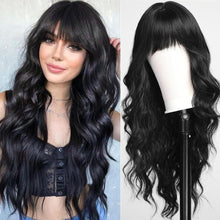 Load image into Gallery viewer, Wave Ombre Black White Cosplay Wigs Heat Resistant Synthetic Wigs Middle Part Natural Lolita Wigs for Women
