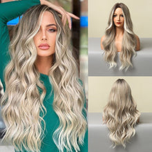 Load image into Gallery viewer, Fashionable Mid Wave Light and Thin Natural Mixed Color Light Gray Full Head Wig for Women
