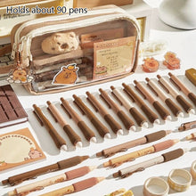 Load image into Gallery viewer, Cute Capybara Pencil Case School Supplies Clear Aesthetic Pencil Pouch Cute Capybara Pins and Plush Stickers and Memo Pad
