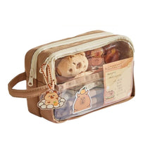 Load image into Gallery viewer, Cute Capybara Pencil Case School Supplies Clear Aesthetic Pencil Pouch Cute Capybara Pins and Plush Stickers and Memo Pad
