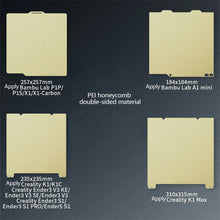 Load image into Gallery viewer, Double Sided PEI Spring Steel Sheet Honeycomb Build Plate For Bambu Lab P/X A1 mini Creality K Ender3 V3/VK/VS/S1/SP Ender5 S1
