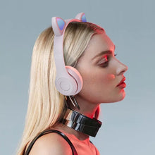 Load image into Gallery viewer, P47M Wireless Headphone Flash Light Cute Cat Ears Fone with Mic Control LED Stereo Music Helmet Phone Bluetooth Headset Gift
