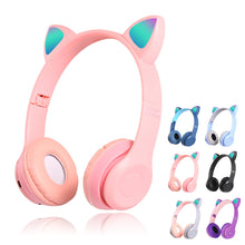 Load image into Gallery viewer, P47M Wireless Headphone Flash Light Cute Cat Ears Fone with Mic Control LED Stereo Music Helmet Phone Bluetooth Headset Gift
