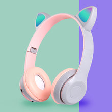 Load image into Gallery viewer, P47M Wireless Headphone Flash Light Cute Cat Ears Fone with Mic Control LED Stereo Music Helmet Phone Bluetooth Headset Gift
