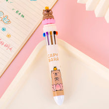 Load image into Gallery viewer, 10 Colors in 1 Ballpoint Pen Capybara 0.5mm Colorful Ink Gel Pens Silicone Kawaii Pens School Office Supplies Stationery
