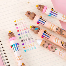 Load image into Gallery viewer, 10 Colors in 1 Ballpoint Pen Capybara 0.5mm Colorful Ink Gel Pens Silicone Kawaii Pens School Office Supplies Stationery
